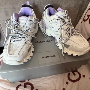 Balenciaga White and Purple Sneakers
